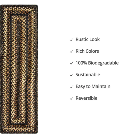 Homespice Decor Jute Braided Accessories Kilimanjaro Black 240114PS 8 in. X 28 in. Set of 2 Rect Rug
