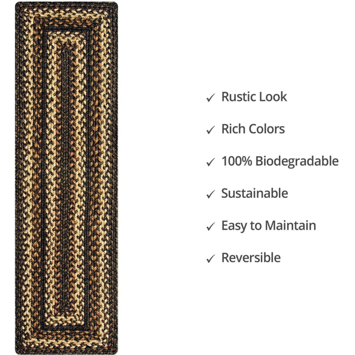 Homespice Decor Jute Braided Accessories Kilimanjaro Black 240146PS 8 in. X 28 in. Set of 13 Rect Rug