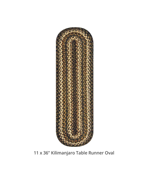 Homespice Decor Jute Braided Accessories Kilimanjaro Black 571212 11 in. X 36 in. Oval Rug