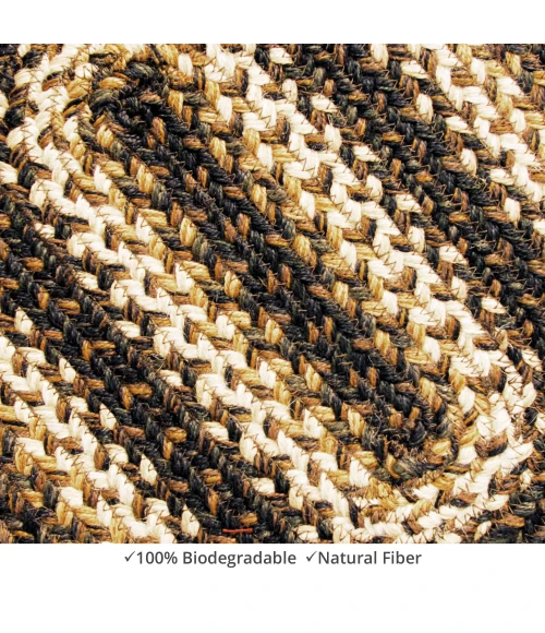 Homespice Decor Jute Braided Accessories Kilimanjaro Black 571212 11 in. X 36 in. Oval Rug