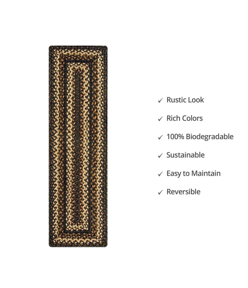 Homespice Decor Jute Braided Accessories Kilimanjaro Black 572219 11 in. X 36 in. Rect Rug