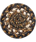 Homespice Decor Jute Braided Accessories Kilimanjaro Black 240006PS 4 in. Set of 6 Round Rug
