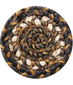 Homespice Decor Jute Braided Accessories Kilimanjaro Black 240006PS 4 in. Set of 6 Round Rug