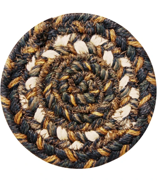 Homespice Decor Jute Braided Accessories Kilimanjaro Black 240006PS 4 in. Set of 6 Round Rug