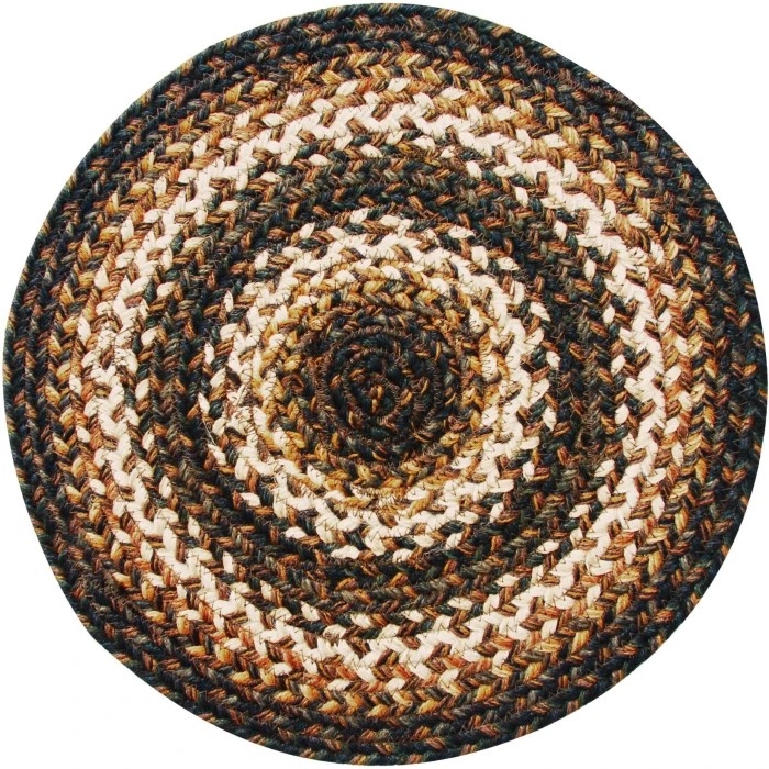 Homespice Decor Jute Braided Accessories Kilimanjaro Black 240040PS 15 in. Set of 2 Round Rug