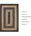 Homespice Decor Jute Braided Kilimanjaro Black 510211 2 ft. X 3 ft. Rect Rug
