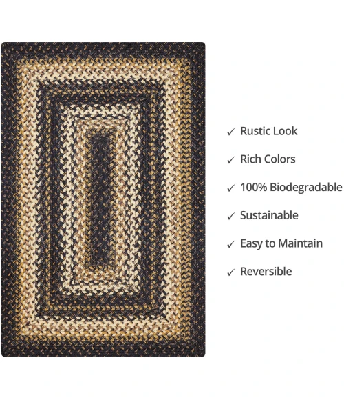 Homespice Decor Jute Braided Kilimanjaro Black 510211 2 ft. X 3 ft. Rect Rug