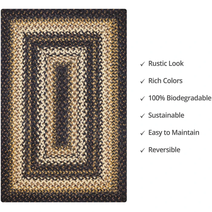 Homespice Decor Jute Braided Kilimanjaro Black 512215 27 in. X 45 in. Rect Rug