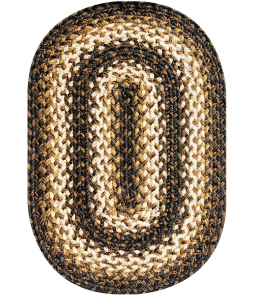 Homespice Decor Jute Braided Accessories Kilimanjaro Black 240054PS 13 in. X 19 in. Set of 4 Oval Rug