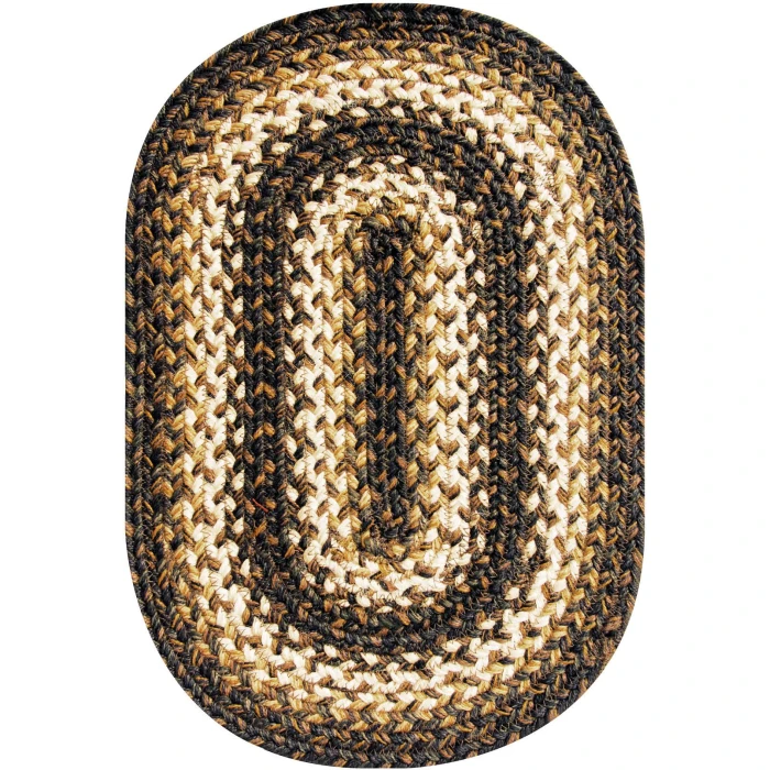 Homespice Decor Jute Braided Accessories Kilimanjaro Black 240084PS 10 in. X 15 in. Set of 4 Oval Rug