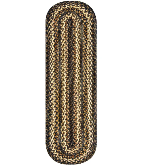 Homespice Decor Jute Braided Accessories Kilimanjaro Black 240130PS 8 in. X 28 in. Set of 13 Oval Rug