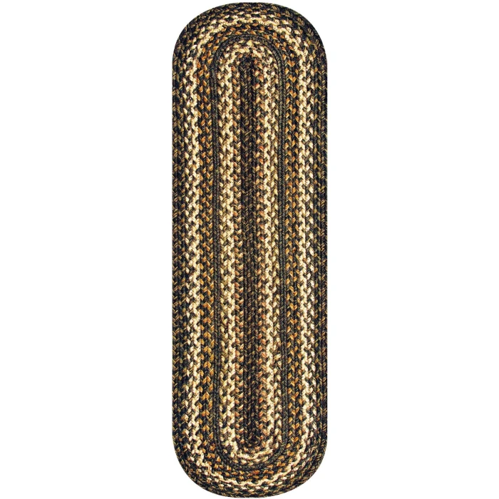 Homespice Decor Jute Braided Accessories Kilimanjaro Black 240098PS 8 in. X 28 in. Set of 2 Oval Rug