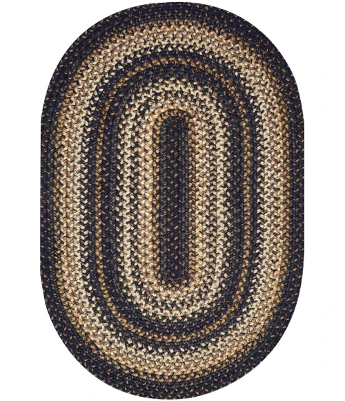 Homespice Decor Jute Braided Kilimanjaro Black 501219 20 in. X 30 in. Oval Rug