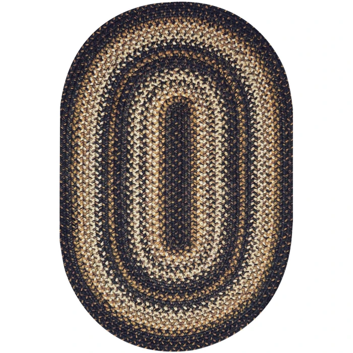 Homespice Decor Jute Braided Kilimanjaro Black 500212 2 ft. X 3 ft. Oval Rug