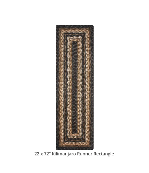 Homespice Decor Jute Braided Kilimanjaro Black 519214 22 in. X 72 in. Rect Rug