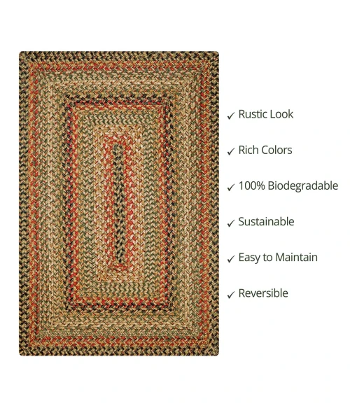 Homespice Decor Jute Braided Kingston Multi 511096 20 in. X 30 in. Rect Rug