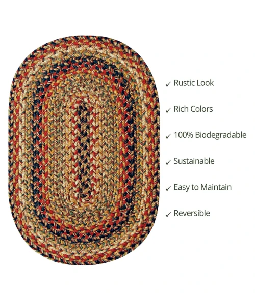 Homespice Decor Jute Braided Kingston Multi 505095 6 ft. X 9 ft. Oval Rug