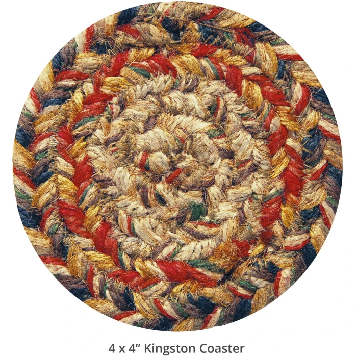 Homespice Decor Jute Braided Accessories Kingston Multi 240003PS 4 in. Set of 6 Round Rug