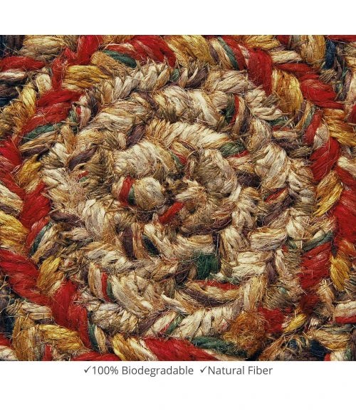 Homespice Decor Jute Braided Accessories Kingston Multi 240003PS 4 in. Set of 6 Round Rug