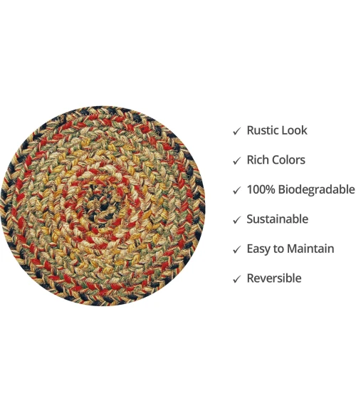 Homespice Decor Jute Braided Accessories Kingston Multi 240019PS 8 in. Set of 3 Round Rug