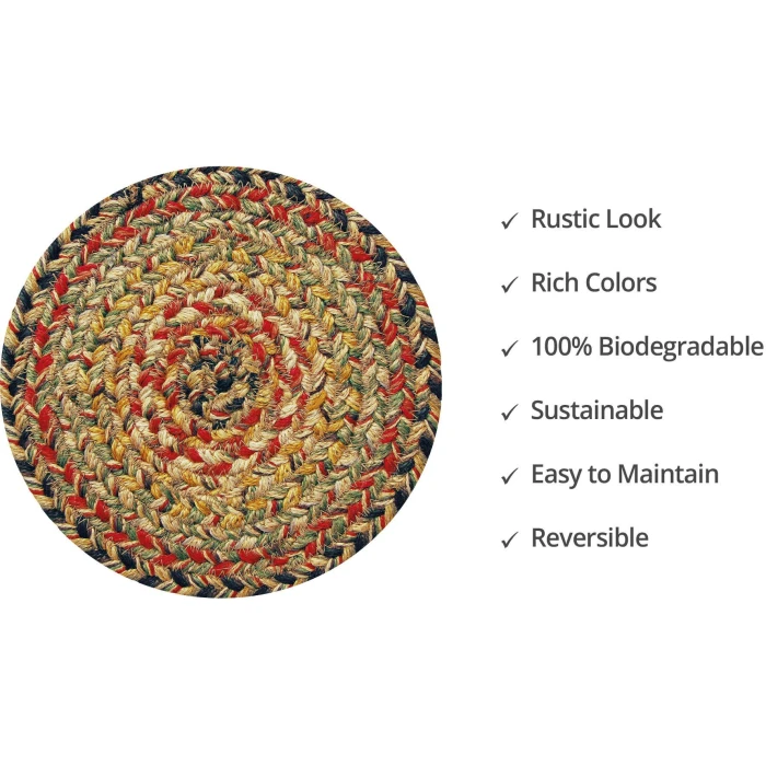 Homespice Decor Jute Braided Accessories Kingston Multi 240019PS 8 in. Set of 3 Round Rug
