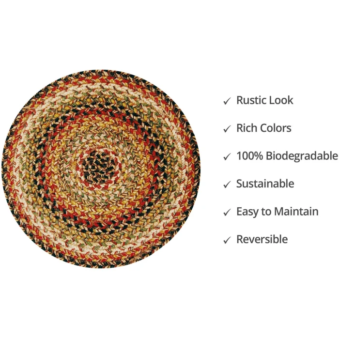 Homespice Decor Jute Braided Accessories Kingston Multi 240037PS 15 in. Set of 2 Round Rug