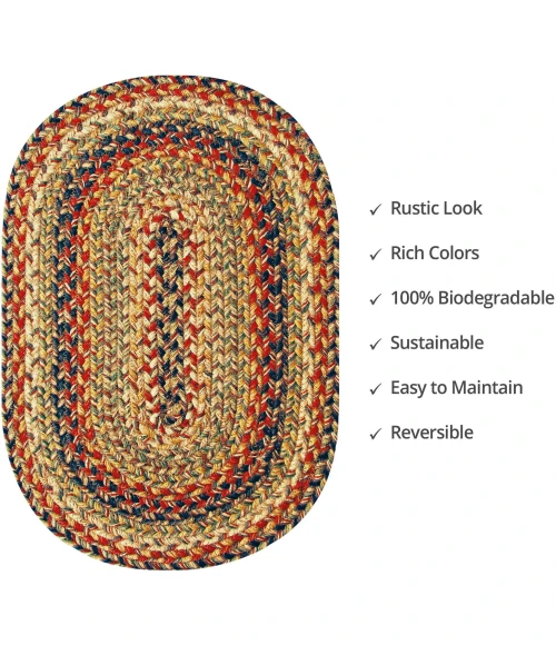 Homespice Decor Jute Braided Accessories Kingston Multi 240051PS 13 in. X 19 in. Set of 4 Oval Rug