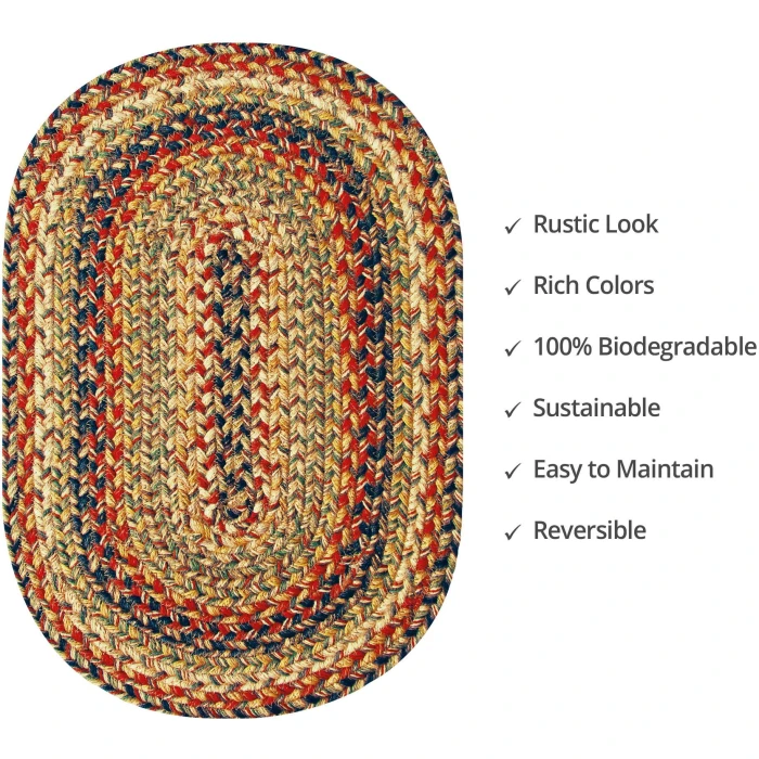 Homespice Decor Jute Braided Accessories Kingston Multi 240051PS 13 in. X 19 in. Set of 4 Oval Rug
