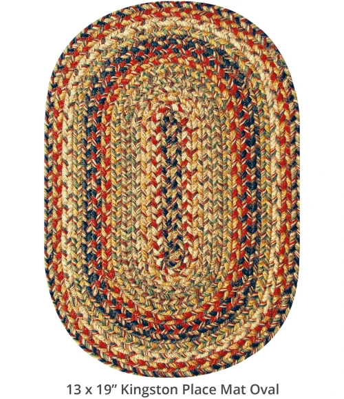 Homespice Decor Jute Braided Accessories Kingston Multi 240051PS 13 in. X 19 in. Set of 4 Oval Rug