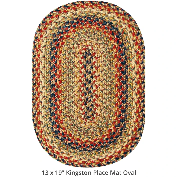Homespice Decor Jute Braided Accessories Kingston Multi 240051PS 13 in. X 19 in. Set of 4 Oval Rug