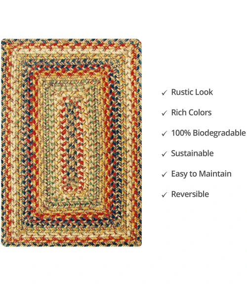 Homespice Decor Jute Braided Accessories Kingston Multi 240067PS 13 in. X 19 in. Set of 4 Rect Rug