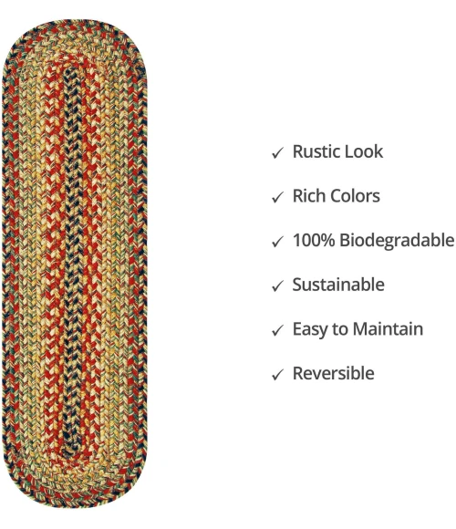 Homespice Decor Jute Braided Accessories Kingston Multi 240095PS 8 in. X 28 in. Set of 2 Oval Rug