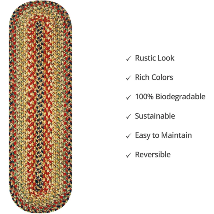 Homespice Decor Jute Braided Accessories Kingston Multi 240095PS 8 in. X 28 in. Set of 2 Oval Rug