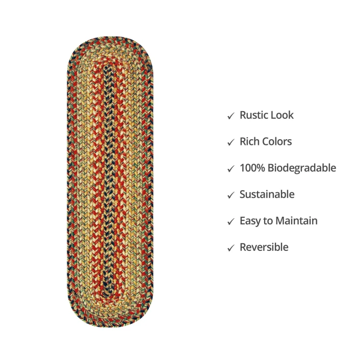 Homespice Decor Jute Braided Accessories Kingston Multi 571090 11 in. X 36 in. Oval Rug