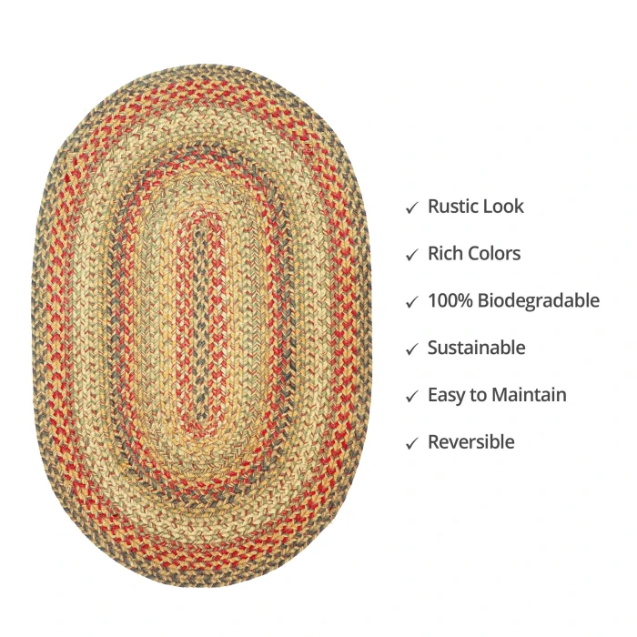 Homespice Decor Jute Braided Kingston Multi 501097 20 in. X 30 in. Oval Rug