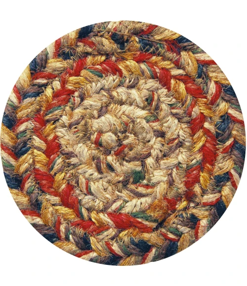 Homespice Decor Jute Braided Accessories Kingston Multi 240003PS 4 in. Set of 6 Round Rug