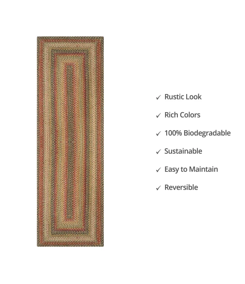 Homespice Decor Jute Braided Kingston Multi 519092 22 in. X 72 in. Rect Rug