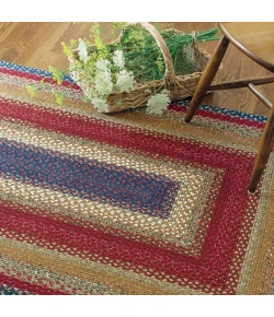 Homespice Decor Cotton Braided Log Cabin Step Red 414045 5 ft. X 8 ft. Rect Rug