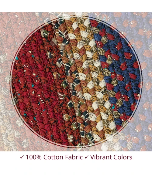 Homespice Decor Cotton Braided Log Cabin Step Red 414045 5 ft. X 8 ft. Rect Rug