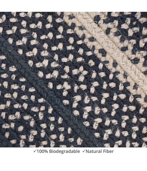 Homespice Decor Jute Braided Manchester Black 502728 27 in. X 45 in. Oval Rug