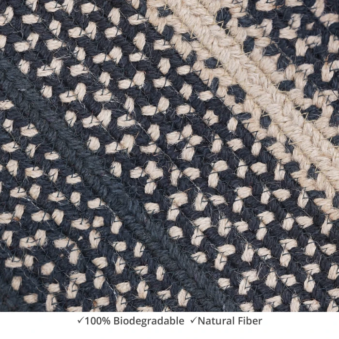 Homespice Decor Jute Braided Manchester Black 502728 27 in. X 45 in. Oval Rug