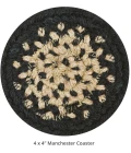 Homespice Decor Jute Braided Accessories Manchester Black 240010PS 4 in. Set of 6 Round Rug