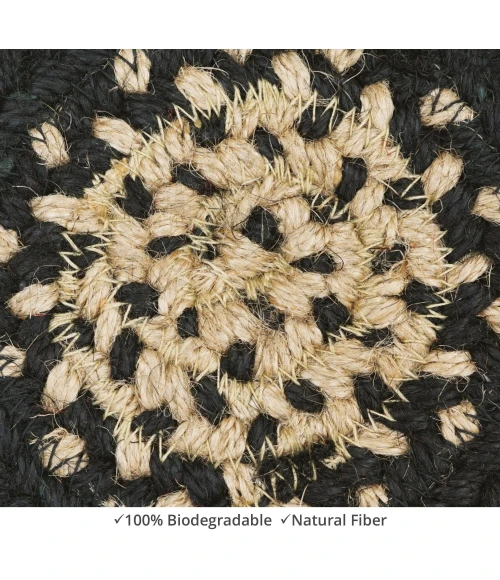 Homespice Decor Jute Braided Accessories Manchester Black 240010PS 4 in. Set of 6 Round Rug