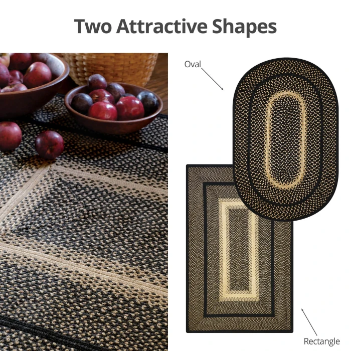 Homespice Decor Jute Braided Manchester Black 502728 27 in. X 45 in. Oval Rug