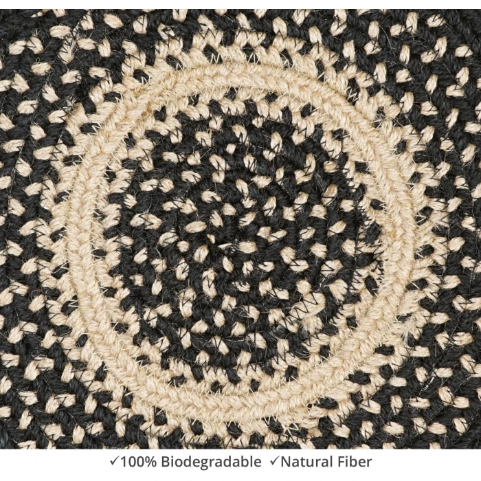 Homespice Decor Jute Braided Accessories Manchester Black 240164PS 15 in. Set of 6 Round Rug