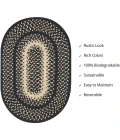 Homespice Decor Jute Braided Accessories Manchester Black 240058PS 13 in. X 19 in. Set of 4 Oval Rug