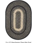 Homespice Decor Jute Braided Accessories Manchester Black 240058PS 13 in. X 19 in. Set of 4 Oval Rug