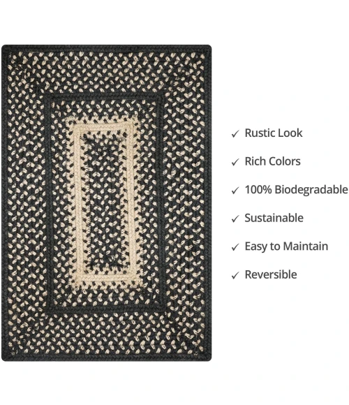 Homespice Decor Jute Braided Accessories Manchester Black 240074PS 13 in. X 19 in. Set of 4 Rect Rug