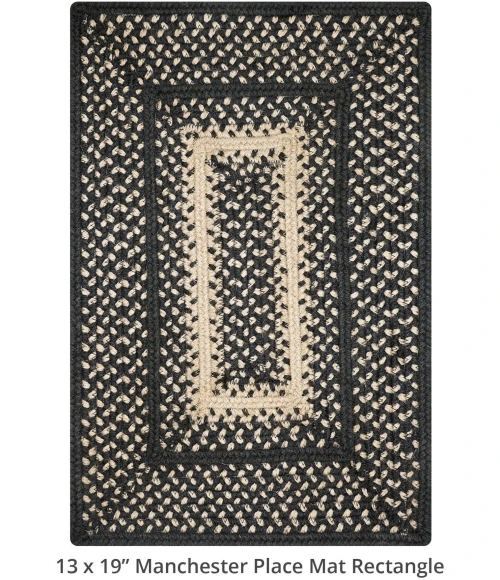 Homespice Decor Jute Braided Accessories Manchester Black 240074PS 13 in. X 19 in. Set of 4 Rect Rug