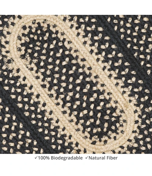 Homespice Decor Jute Braided Accessories Manchester Black 240134PS 8 in. X 28 in. Set of 13 Oval Rug